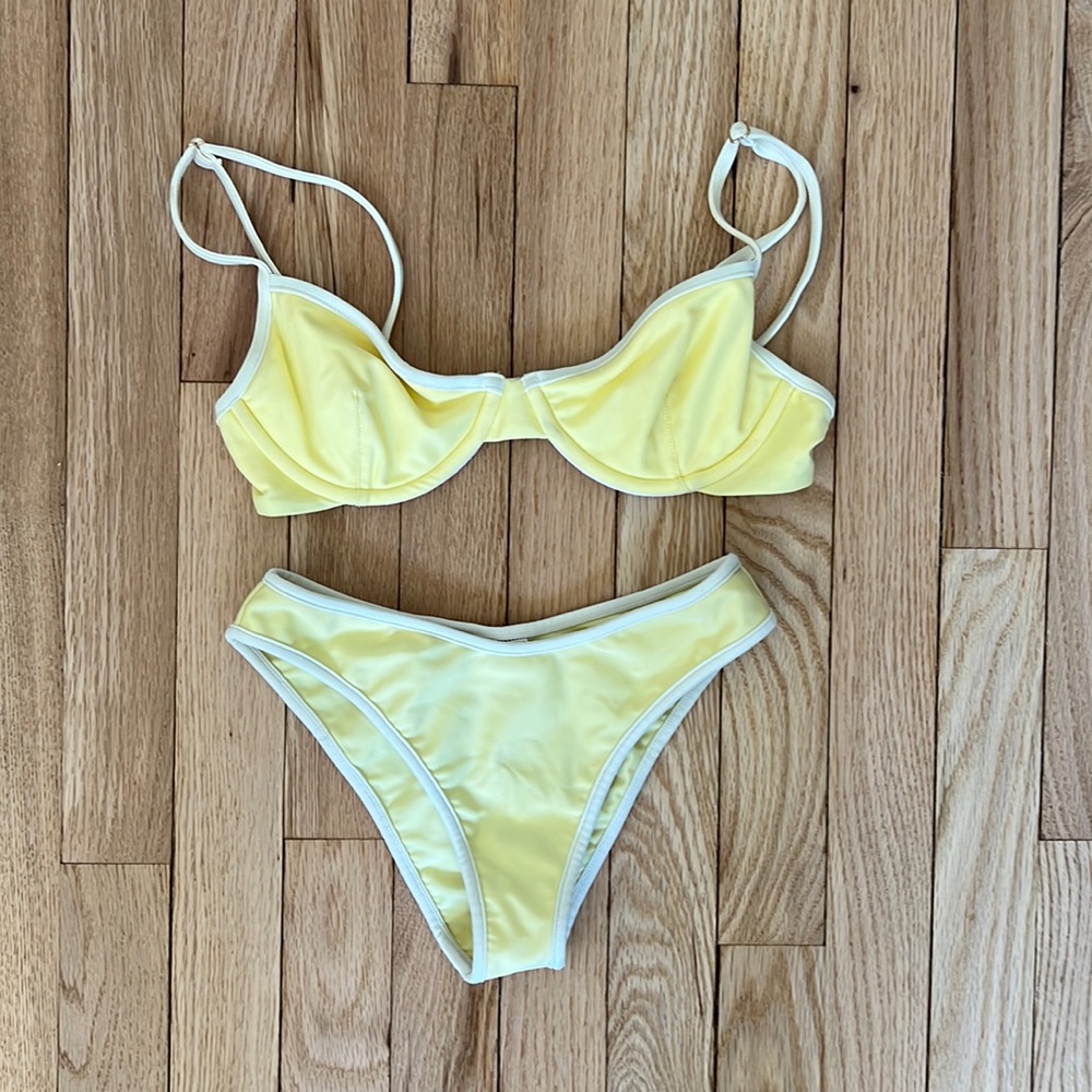 Montce Swim Yellow Pastel Cream Dainty Top and Lulu Bottoms